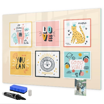 Magnettafel zum schreiben Kreative Collagen voller positiver Emotionen