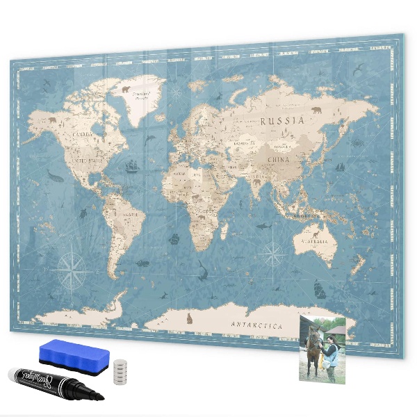 Magnettafel zum schreiben Eine Weltkarte mit persönlichen Erinnerungen