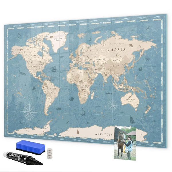 Magnettafel zum schreiben Eine Weltkarte mit persönlichen Erinnerungen