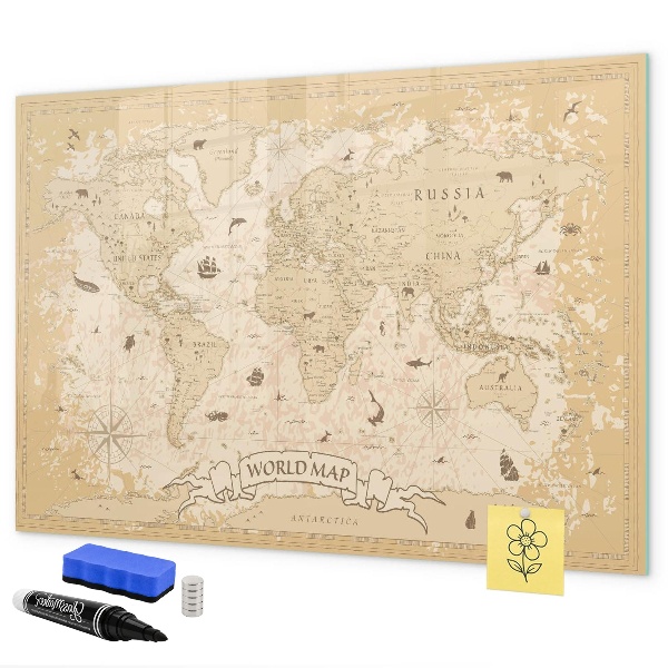 Schreib magnettafel Weltkarte mit Fotos und Zubehör