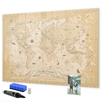Schreib magnettafel Weltkarte mit Fotos und Zubehör
