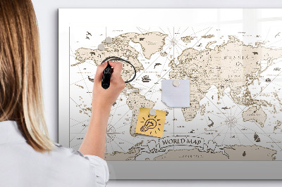 Magnettafel zum schreiben Weltkarte mit Fotostandorten