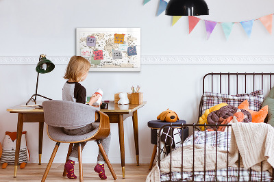 Magnettafel zum schreiben Weltkarte mit Fotostandorten