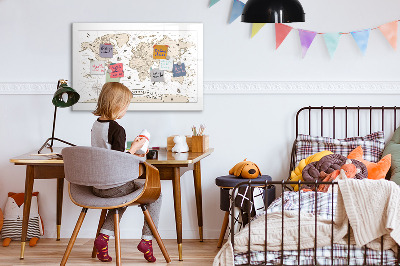 Magnettafel zum schreiben Weltkarte mit Fotostandorten