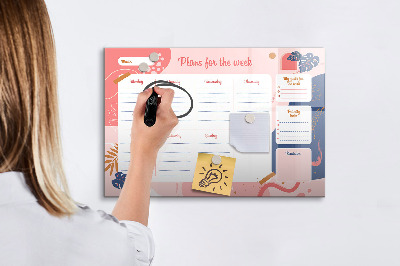 Schreib magnettafel Wochenplaner mit Platz für Fotos