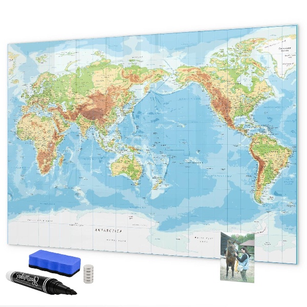 Schreib magnettafel Weltkarte mit Fotos und Zubehör