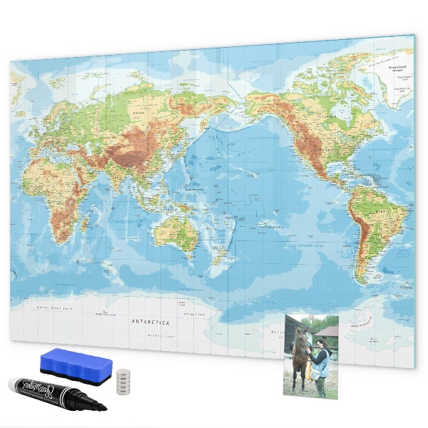 Schreib magnettafel Weltkarte mit Fotos und Zubehör
