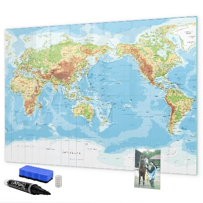 Schreib magnettafel Weltkarte mit Fotos und Zubehör