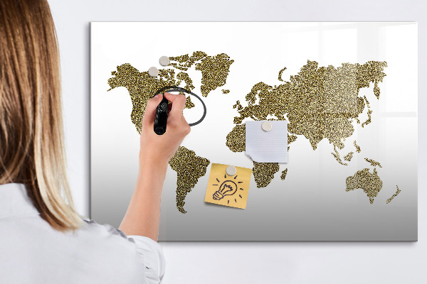 Magnettafel zum schreiben Weltkarte mit Fotostandorten