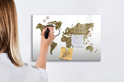 Magnettafel zum schreiben Weltkarte mit Fotostandorten