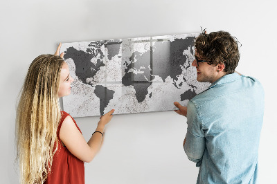 Schreib magnettafel Eine Weltkarte mit Erinnerungen und Notizen