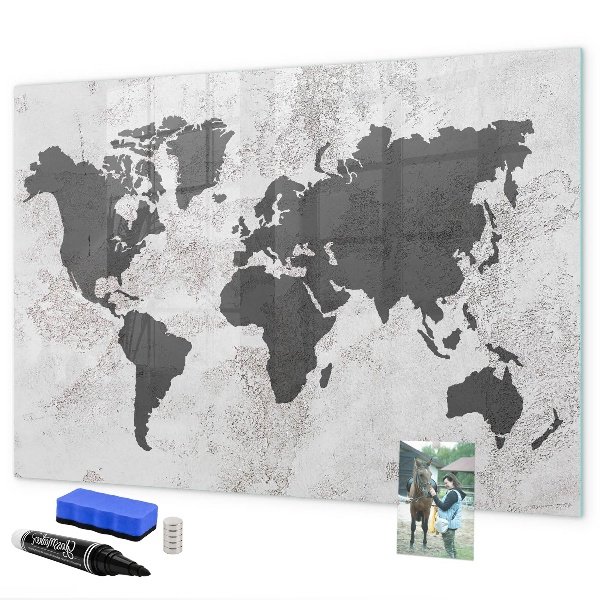 Schreib magnettafel Eine Weltkarte mit Erinnerungen und Notizen