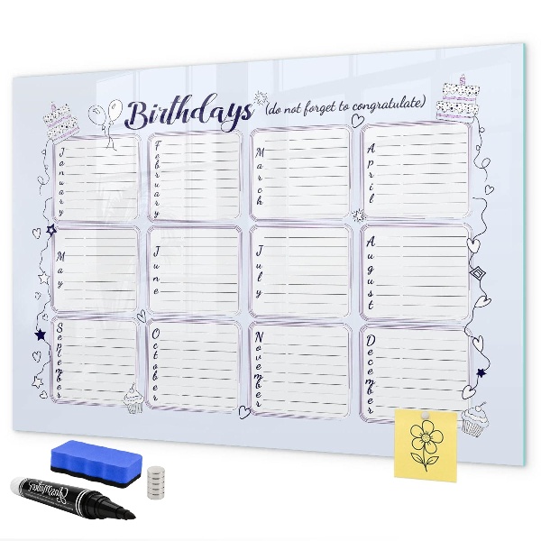 Schreib magnettafel Geburtstagskalender mit Platz für Fotos