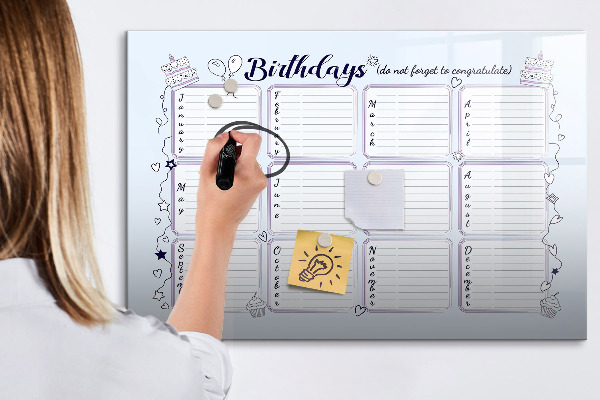 Schreib magnettafel Geburtstagskalender mit Platz für Fotos