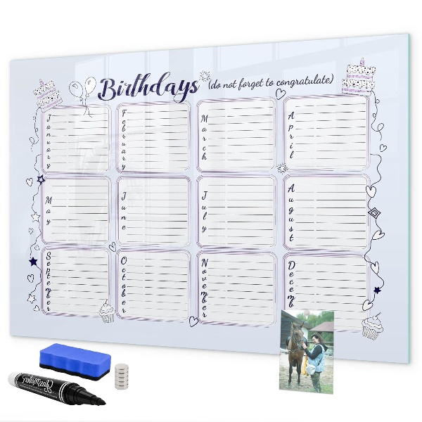 Schreib magnettafel Geburtstagskalender mit Platz für Fotos