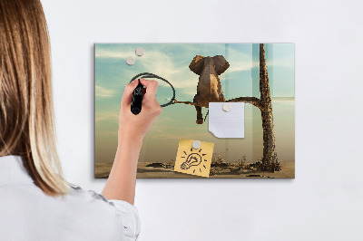 Schreib magnettafel Elefanten und Erinnerungen an der Wand
