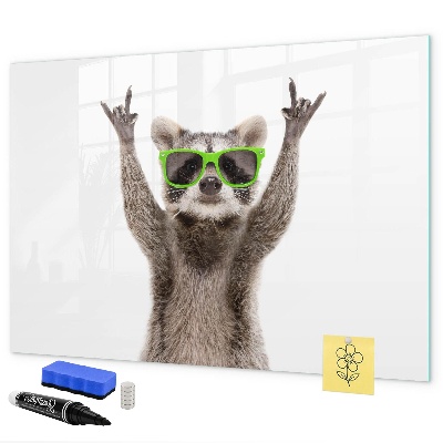 Magnettafel zum schreiben Fröhlicher Waschbär mit Bildern