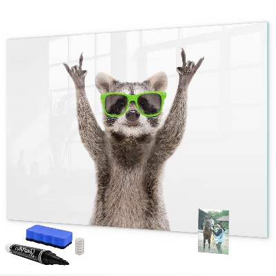Magnettafel zum schreiben Fröhlicher Waschbär mit Bildern