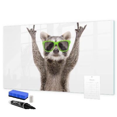 Magnettafel zum schreiben Fröhlicher Waschbär mit Bildern