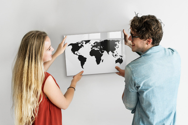 Schreib magnettafel Eine Weltkarte mit Gedenkstätten