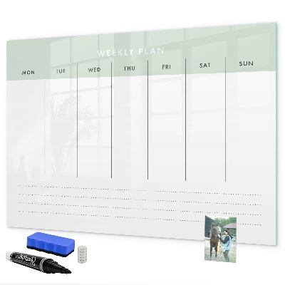 Schreib magnettafel Wochenplan mit Platz für Fotos