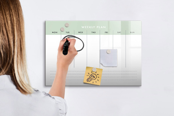 Schreib magnettafel Wochenplan mit Platz für Fotos