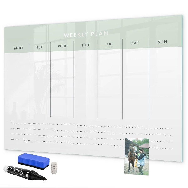 Schreib magnettafel Wochenplan mit Platz für Fotos