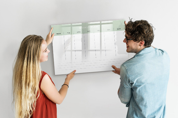 Schreib magnettafel Wochenplan mit Platz für Fotos