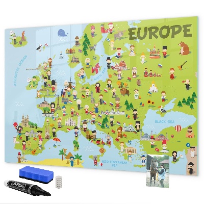 Magnettafel zum schreiben Interaktive Karte von Europa zum Markieren Ihrer Reisen