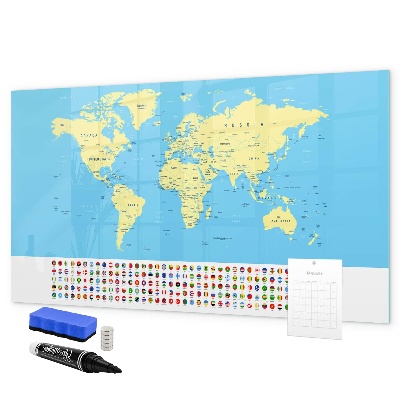 Magnettafel zum schreiben Weltkarte mit Fotostandorten
