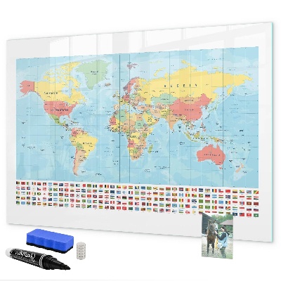 Schreib magnettafel Weltkarte mit Orten zum Markieren