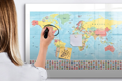 Schreib magnettafel Weltkarte mit Orten zum Markieren