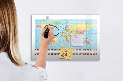 Schreib magnettafel Weltkarte mit Orten zum Markieren