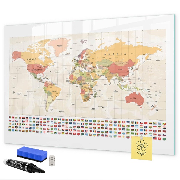 Magnettafel zum schreiben Weltkarte zur Fotopersonalisierung