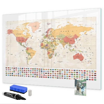 Magnettafel zum schreiben Weltkarte zur Fotopersonalisierung