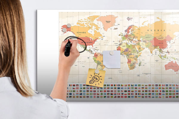 Magnettafel zum schreiben Weltkarte zur Fotopersonalisierung