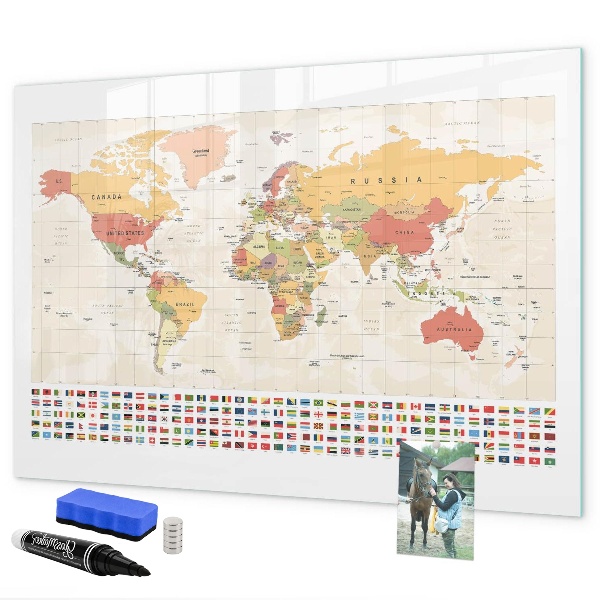 Magnettafel zum schreiben Weltkarte zur Fotopersonalisierung