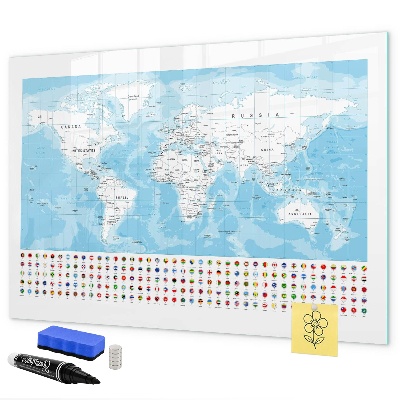 Schreib magnettafel Weltkarte mit Orten zum Markieren