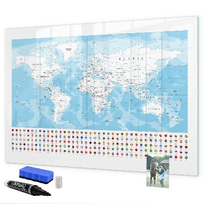 Schreib magnettafel Weltkarte mit Orten zum Markieren