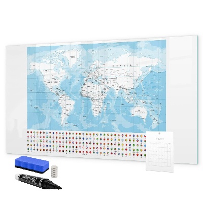 Schreib magnettafel Weltkarte mit Orten zum Markieren