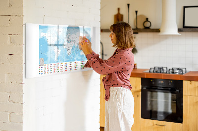 Schreib magnettafel Weltkarte mit Orten zum Markieren