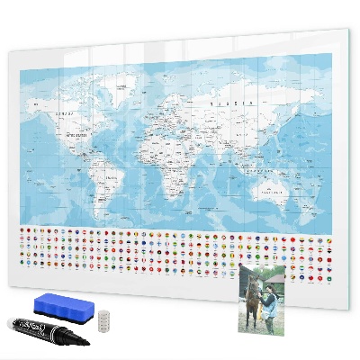 Schreib magnettafel Weltkarte mit Orten zum Markieren