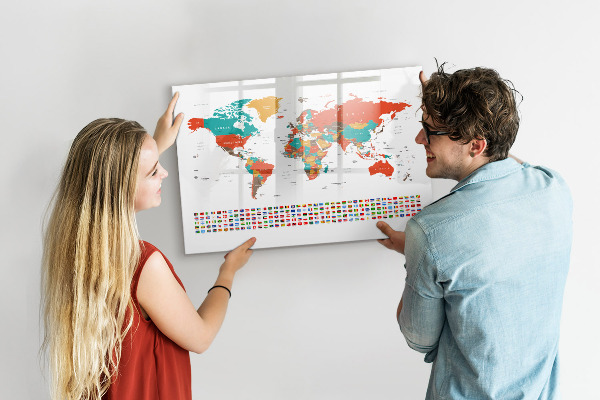 Magnettafel zum schreiben Interaktive Weltkarte mit Fotos
