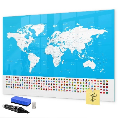 Schreib magnettafel Weltkarte mit Fotostandorten