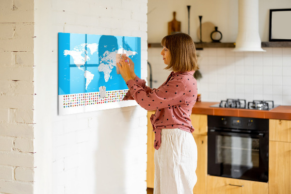 Schreib magnettafel Weltkarte mit Fotostandorten