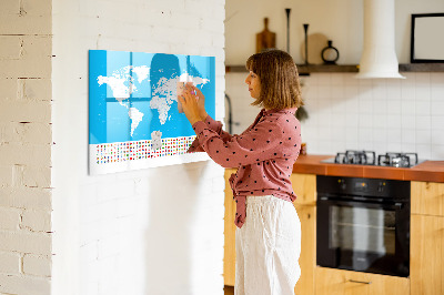 Schreib magnettafel Weltkarte mit Fotostandorten