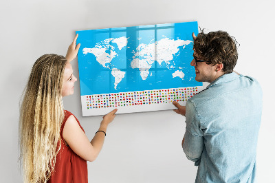 Schreib magnettafel Weltkarte mit Fotostandorten
