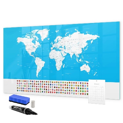 Schreib magnettafel Weltkarte mit Fotostandorten
