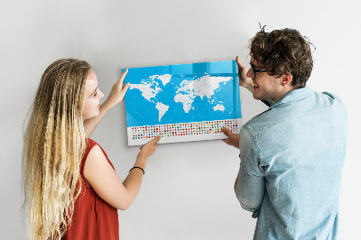 Schreib magnettafel Weltkarte mit Fotostandorten