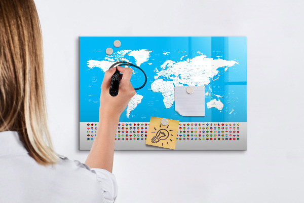 Schreib magnettafel Weltkarte mit Fotostandorten